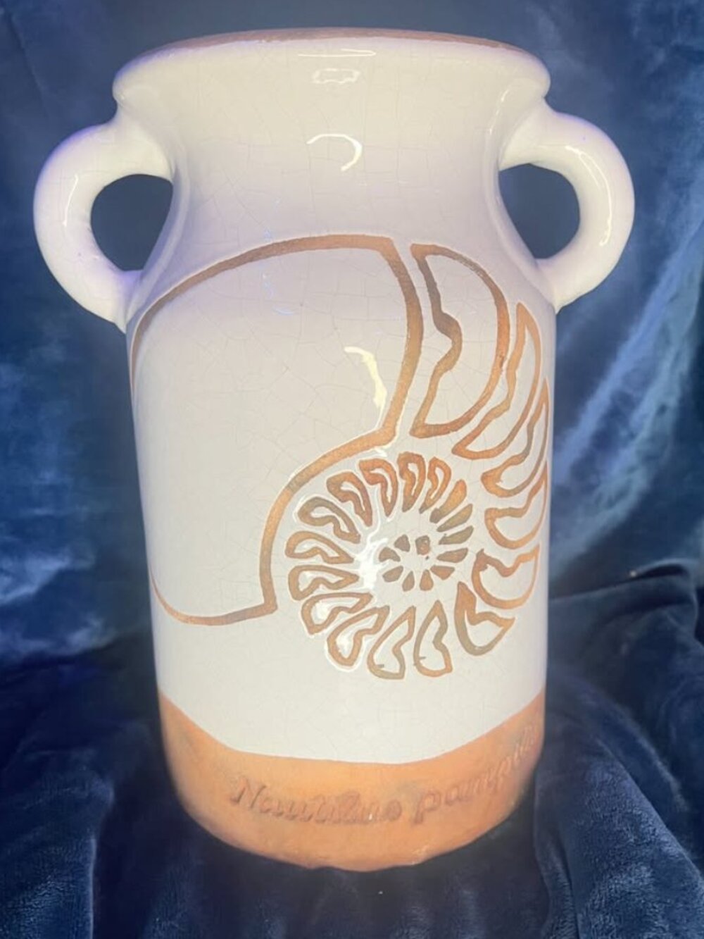 Nautilus Pompilius Large Pottery Urn Vase with Handles